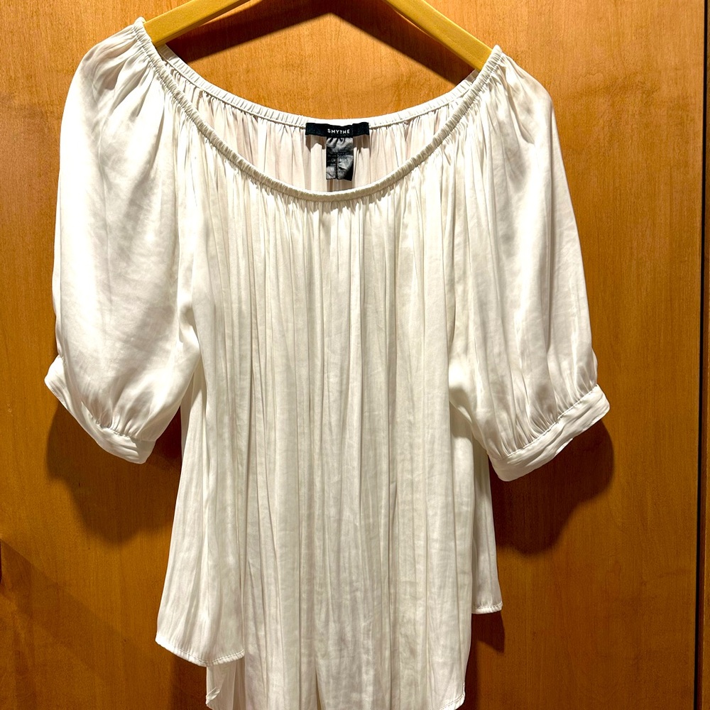 Smythe short sleeved cascade blouse
